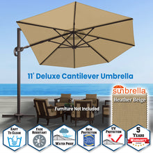 Load image into Gallery viewer, SUNNYOUTDOOR 11' Deluxe Cantilever Umbrella LED Lighted Umbrella Sunbrella Cover Patio Umbrella Garden Outdoor (Cocoa)