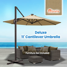 Load image into Gallery viewer, SUNNYOUTDOOR 11' Deluxe Cantilever Umbrella LED Lighted Umbrella Sunbrella Cover Patio Umbrella Garden Outdoor (Cocoa)