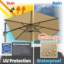 Load image into Gallery viewer, SUNNYOUTDOOR 11' Deluxe Cantilever Umbrella LED Lighted Umbrella Sunbrella Cover Patio Umbrella Garden Outdoor (Cocoa)