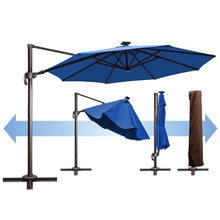 Load image into Gallery viewer, SUNNYOUTDOOR 11.5' Deluxe Cantilever Umbrella LED Lighted Umbrella Sunbrella Cover Anti Wind Patio Umbrella Garden Outdoor