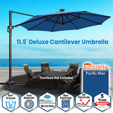 Load image into Gallery viewer, SUNNYOUTDOOR 11.5' Deluxe Cantilever Umbrella LED Lighted Umbrella Sunbrella Cover Anti Wind Patio Umbrella Garden Outdoor