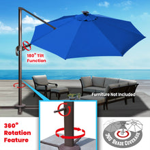 Load image into Gallery viewer, SUNNYOUTDOOR 11.5' Deluxe Cantilever Umbrella LED Lighted Umbrella Sunbrella Cover Anti Wind Patio Umbrella Garden Outdoor