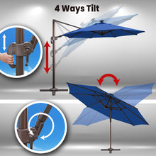 Load image into Gallery viewer, SUNNYOUTDOOR 11.5' Deluxe Cantilever Umbrella LED Lighted Umbrella Sunbrella Cover Anti Wind Patio Umbrella Garden Outdoor