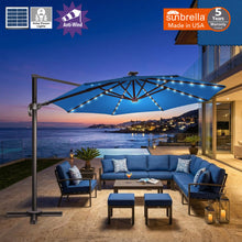 Load image into Gallery viewer, 11.5' Solar LED Roma Umbrella Deluxe Cantilever Umbrella Sunbrella Cover Umbrella Patio Umbrella Garden Outdoor
