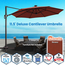 Load image into Gallery viewer, SUNNYOUTDOOR 11.5' Deluxe Cantilever Umbrella LED Lighted Umbrella Sunbrella Cover Anti Wind Patio Umbrella Garden Outdoor