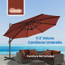 Load image into Gallery viewer, SUNNYOUTDOOR 11.5' Deluxe Cantilever Umbrella LED Lighted Umbrella Sunbrella Cover Anti Wind Patio Umbrella Garden Outdoor