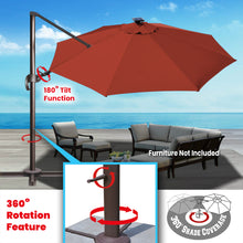 Load image into Gallery viewer, SUNNYOUTDOOR 11.5' Deluxe Cantilever Umbrella LED Lighted Umbrella Sunbrella Cover Anti Wind Patio Umbrella Garden Outdoor