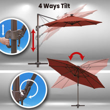 Load image into Gallery viewer, SUNNYOUTDOOR 11.5' Deluxe Cantilever Umbrella LED Lighted Umbrella Sunbrella Cover Anti Wind Patio Umbrella Garden Outdoor