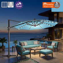 Load image into Gallery viewer, 11.5' Solar LED Roma Umbrella Deluxe Cantilever Umbrella Sunbrella Cover Umbrella Patio Umbrella Garden Outdoor