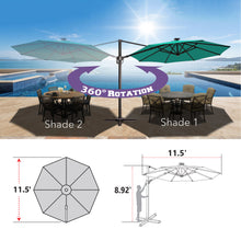 Load image into Gallery viewer, 11.5' Solar LED Roma Umbrella Deluxe Cantilever Umbrella Sunbrella Cover Umbrella Patio Umbrella Garden Outdoor