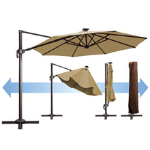 Load image into Gallery viewer, SUNNYOUTDOOR 11.5' Deluxe Cantilever Umbrella LED Lighted Umbrella Sunbrella Cover Anti Wind Patio Umbrella Garden Outdoor