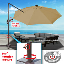 Load image into Gallery viewer, SUNNYOUTDOOR 11.5' Deluxe Cantilever Umbrella LED Lighted Umbrella Sunbrella Cover Anti Wind Patio Umbrella Garden Outdoor
