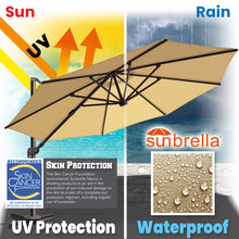 Load image into Gallery viewer, SUNNYOUTDOOR 11.5' Deluxe Cantilever Umbrella LED Lighted Umbrella Sunbrella Cover Anti Wind Patio Umbrella Garden Outdoor