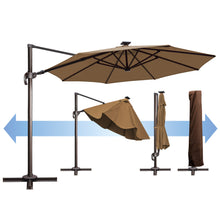 Load image into Gallery viewer, SUNNYOUTDOOR 11.5' Deluxe Cantilever Umbrella LED Lighted Umbrella Sunbrella Cover Anti Wind Patio Umbrella Garden Outdoor