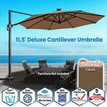 Load image into Gallery viewer, SUNNYOUTDOOR 11.5' Deluxe Cantilever Umbrella LED Lighted Umbrella Sunbrella Cover Anti Wind Patio Umbrella Garden Outdoor