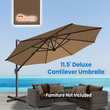 Load image into Gallery viewer, SUNNYOUTDOOR 11.5' Deluxe Cantilever Umbrella LED Lighted Umbrella Sunbrella Cover Anti Wind Patio Umbrella Garden Outdoor