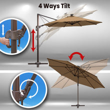 Load image into Gallery viewer, SUNNYOUTDOOR 11.5' Deluxe Cantilever Umbrella LED Lighted Umbrella Sunbrella Cover Anti Wind Patio Umbrella Garden Outdoor