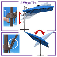 Load image into Gallery viewer, 10'x10' Solar LED Roma Umbrella Deluxe Cantilever Umbrella Sunbrella Cover Umbrella Patio Umbrella Garden Outdoor