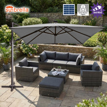 Load image into Gallery viewer, 10'x10' Solar LED Roma Umbrella Deluxe Cantilever Umbrella Sunbrella Cover Umbrella Patio Umbrella Garden Outdoor