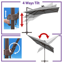 Load image into Gallery viewer, 10'x10' Solar LED Roma Umbrella Deluxe Cantilever Umbrella Sunbrella Cover Umbrella Patio Umbrella Garden Outdoor