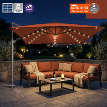 Load image into Gallery viewer, 10'x10' Solar LED Roma Umbrella Deluxe Cantilever Umbrella Sunbrella Cover Umbrella Patio Umbrella Garden Outdoor