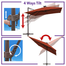 Load image into Gallery viewer, 10'x10' Solar LED Roma Umbrella Deluxe Cantilever Umbrella Sunbrella Cover Umbrella Patio Umbrella Garden Outdoor