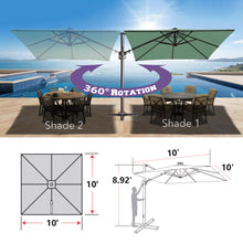 Load image into Gallery viewer, 10'x10' Solar LED Roma Umbrella Deluxe Cantilever Umbrella Sunbrella Cover Umbrella Patio Umbrella Garden Outdoor