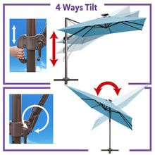 Load image into Gallery viewer, 10'x10' Solar LED Roma Umbrella Deluxe Cantilever Umbrella Sunbrella Cover Umbrella Patio Umbrella Garden Outdoor