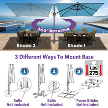 Load image into Gallery viewer, 10'x10' Solar LED Roma Umbrella Deluxe Cantilever Umbrella Sunbrella Cover Umbrella Patio Umbrella Garden Outdoor