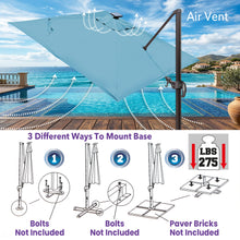 Load image into Gallery viewer, 10'x10' Solar LED Roma Umbrella Deluxe Cantilever Umbrella Sunbrella Cover Umbrella Patio Umbrella Garden Outdoor