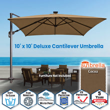 Load image into Gallery viewer, SUNNYOUTDOOR 10'x10' Deluxe Cantilever Umbrella LED Lighted Umbrella Sunbrella Cover Anti Wind Patio Umbrella Garden Outdoor