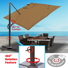Load image into Gallery viewer, SUNNYOUTDOOR 10'x10' Deluxe Cantilever Umbrella LED Lighted Umbrella Sunbrella Cover Anti Wind Patio Umbrella Garden Outdoor