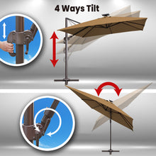 Load image into Gallery viewer, SUNNYOUTDOOR 10'x10' Deluxe Cantilever Umbrella LED Lighted Umbrella Sunbrella Cover Anti Wind Patio Umbrella Garden Outdoor