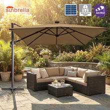 Load image into Gallery viewer, 10'x10' Solar LED Roma Umbrella Deluxe Cantilever Umbrella Sunbrella Cover Umbrella Patio Umbrella Garden Outdoor