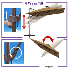 Load image into Gallery viewer, 10'x10' Solar LED Roma Umbrella Deluxe Cantilever Umbrella Sunbrella Cover Umbrella Patio Umbrella Garden Outdoor