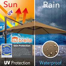 Load image into Gallery viewer, 10'x10' Solar LED Roma Umbrella Deluxe Cantilever Umbrella Sunbrella Cover Umbrella Patio Umbrella Garden Outdoor