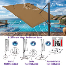 Load image into Gallery viewer, 10'x10' Solar LED Roma Umbrella Deluxe Cantilever Umbrella Sunbrella Cover Umbrella Patio Umbrella Garden Outdoor