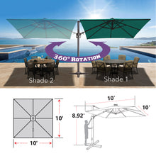 Load image into Gallery viewer, 10'x10' Solar LED Roma Umbrella Deluxe Cantilever Umbrella Sunbrella Cover Umbrella Patio Umbrella Garden Outdoor