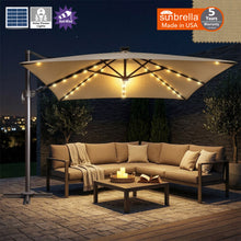Load image into Gallery viewer, 10'x10' Solar LED Roma Umbrella Deluxe Cantilever Umbrella Sunbrella Cover Umbrella Patio Umbrella Garden Outdoor