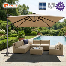 Load image into Gallery viewer, 10'x10' Solar LED Roma Umbrella Deluxe Cantilever Umbrella Sunbrella Cover Umbrella Patio Umbrella Garden Outdoor