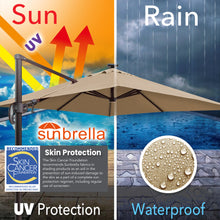 Load image into Gallery viewer, 10'x10' Solar LED Roma Umbrella Deluxe Cantilever Umbrella Sunbrella Cover Umbrella Patio Umbrella Garden Outdoor