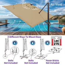 Load image into Gallery viewer, 10'x10' Solar LED Roma Umbrella Deluxe Cantilever Umbrella Sunbrella Cover Umbrella Patio Umbrella Garden Outdoor