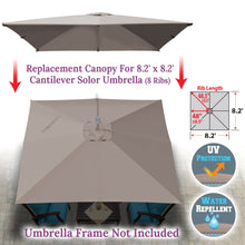 Load image into Gallery viewer, 8.2x8.2ft 8 Ribs Replacement Canopy cover for Square Hanging Solar Umbrella