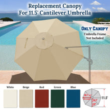 Load image into Gallery viewer, 11.5 FT Roma Cantilever Umbrella Top Cover 8-ribs Patio Replacement Canopy Outdoor, Canopy Only