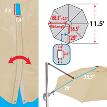 Load image into Gallery viewer, 11.5 FT Roma Cantilever Umbrella Top Cover 8-ribs Patio Replacement Canopy Outdoor, Canopy Only
