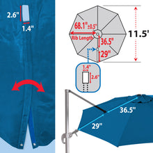 Load image into Gallery viewer, 11.5 FT Roma Cantilever Umbrella Top Cover 8-ribs Patio Replacement Canopy Outdoor, Canopy Only