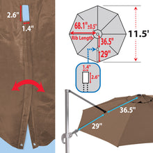 Load image into Gallery viewer, 11.5 FT Roma Cantilever Umbrella Top Cover 8-ribs Patio Replacement Canopy Outdoor, Canopy Only