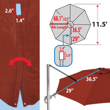Load image into Gallery viewer, 11.5 FT Roma Cantilever Umbrella Top Cover 8-ribs Patio Replacement Canopy Outdoor, Canopy Only