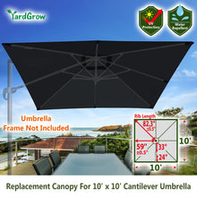 Load image into Gallery viewer, 10'x10' Umbrella Canopy Replacement Cantilever Umbrella Replacement Canopy, Canopy ONLY, Frame NOT Included