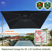 Load image into Gallery viewer, 10'x10' Umbrella Canopy Replacement Cantilever Umbrella Replacement Canopy, Canopy ONLY, Frame NOT Included